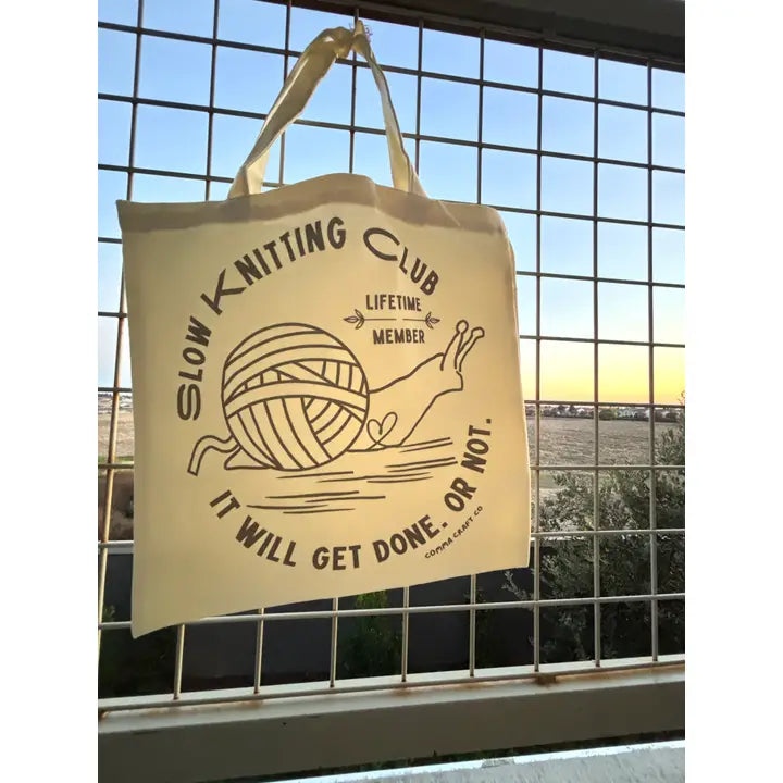 Slow Knitting Club Tote Bag