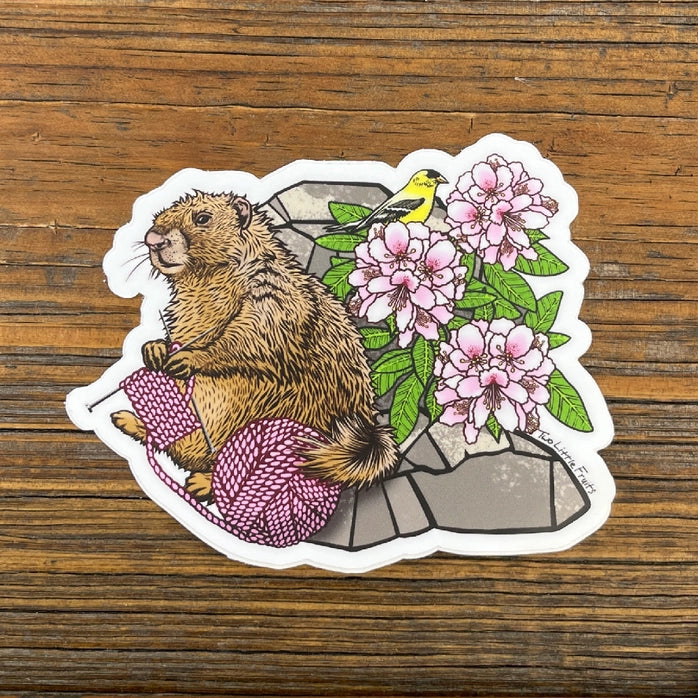 Knitting Marmot Sticker