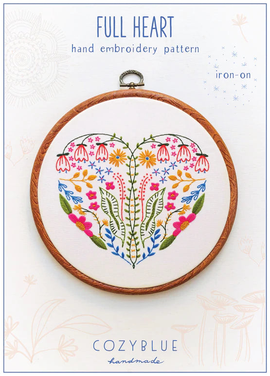 Cozy Blue Iron On Embroidery Patterns Full Heart