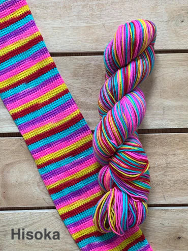 Fandoms and Fibers,  Superhero Sock, Self-striping, 4/5/6 repeats