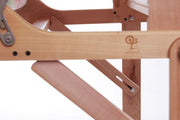 Ashford Rigid Heddle Loom Stand Variable detail of side with Ashford Logo